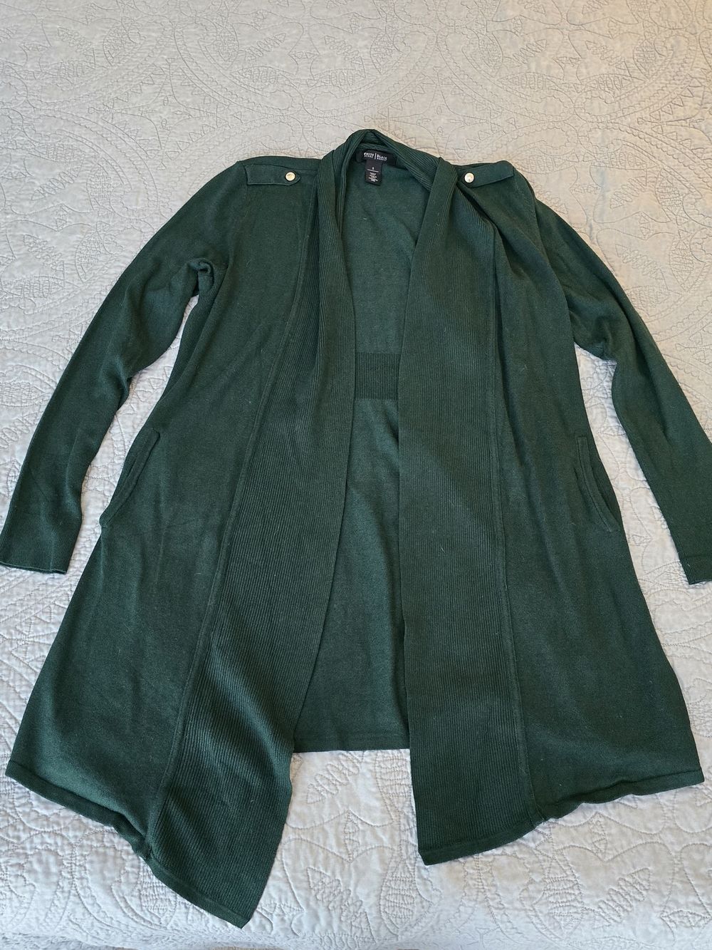 WHBM Long Sleeve Essential Coverup Bottle Green
